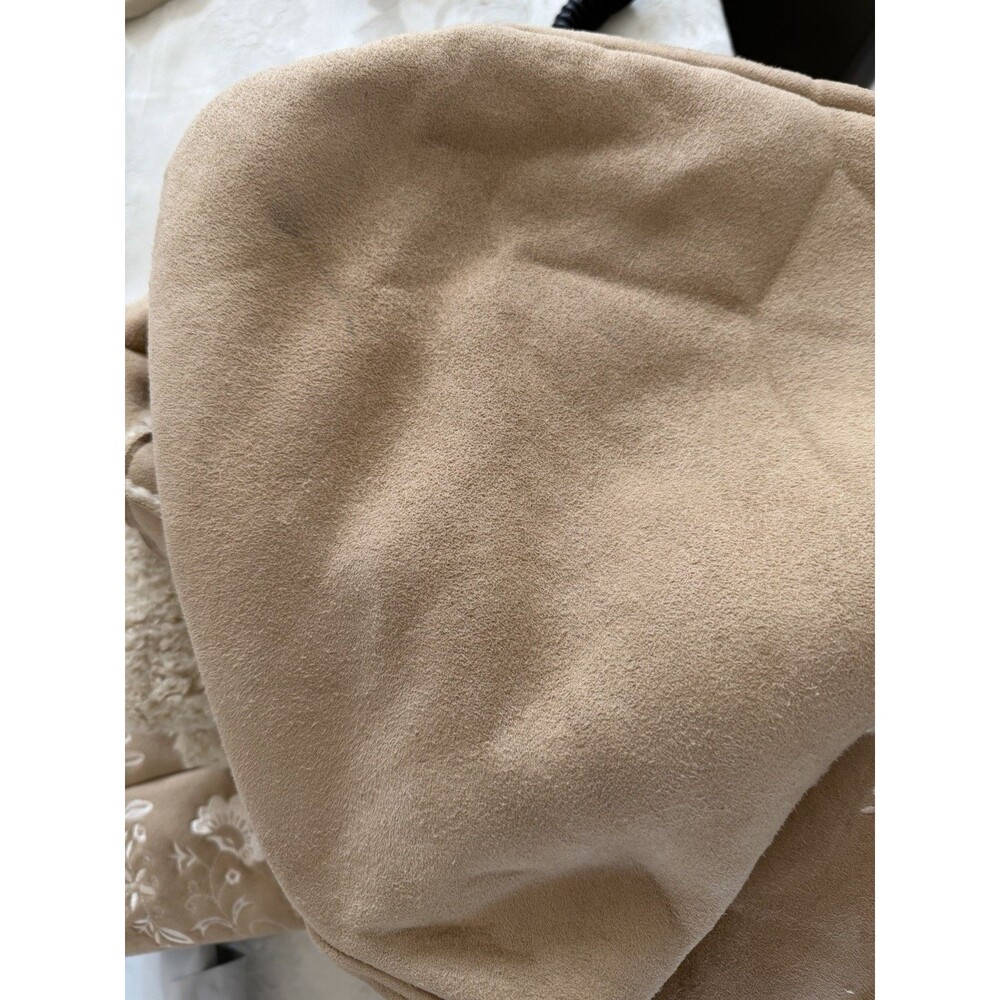 GAP Kids Faux Suede Hooded Sherpa Lined Boho Floral Embroidered Coat Size L / 10 - Picture 6 of 10